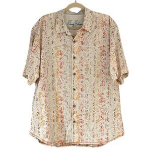 Tommy Bahama Cream Tropical Print Camp Shirt – Short Sleeve Button-Up